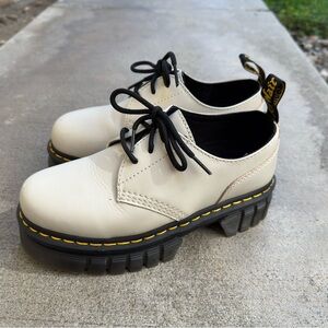 Dr. Martens Cream Lace Up Boots with Black Soles